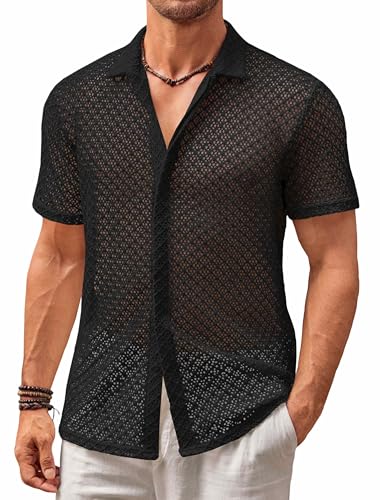 Amazon.com: Runcati Mens Button Down Knit Shirt Short Sleeve